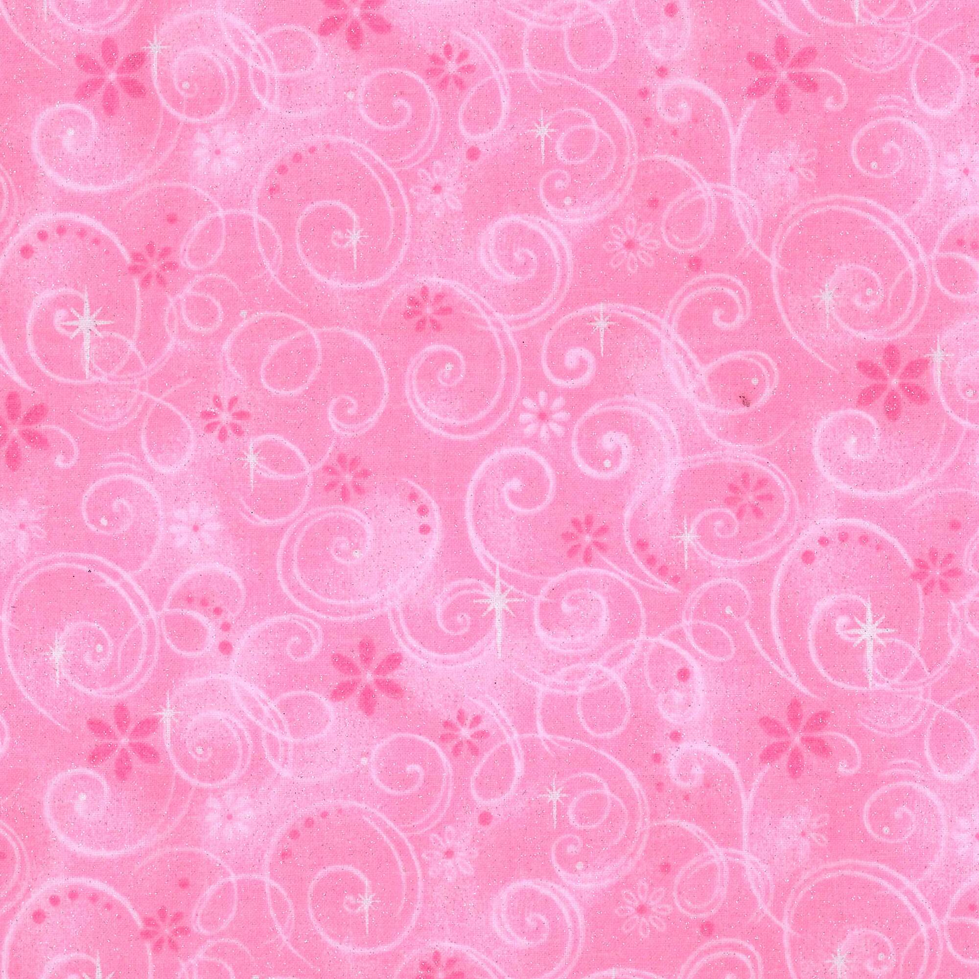 Fabric Traditions Pink Swirls Cotton Fabric